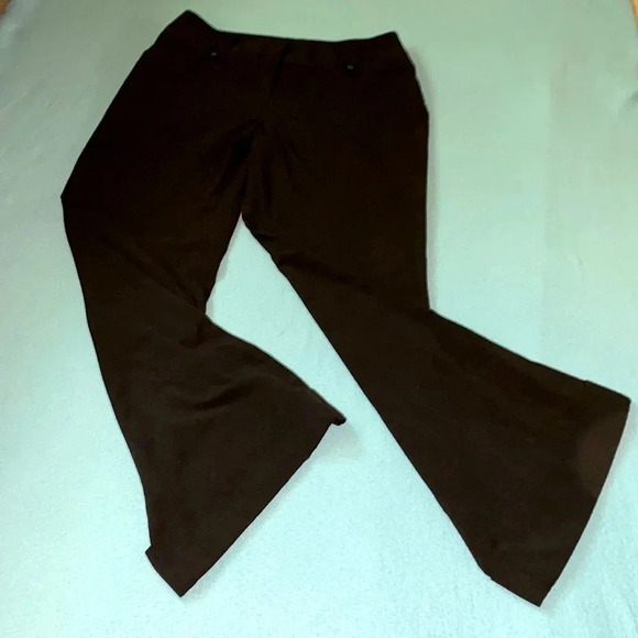 FIRST OPTION wide leg long cuffed 2 front pockets belt loops black size 10 - Picture 1 of 11